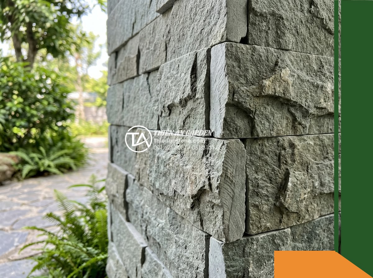 Đá ghép xanh rêu Thanh Hóa | Đá vôi xanh rêu Thanh Hóa | 10×50 cm