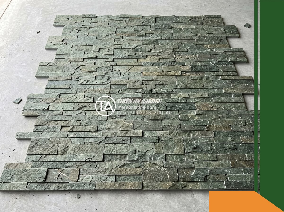 Đá ghép xanh rêu Thanh Hóa | Đá vôi xanh rêu Thanh Hóa | 10×50 cm