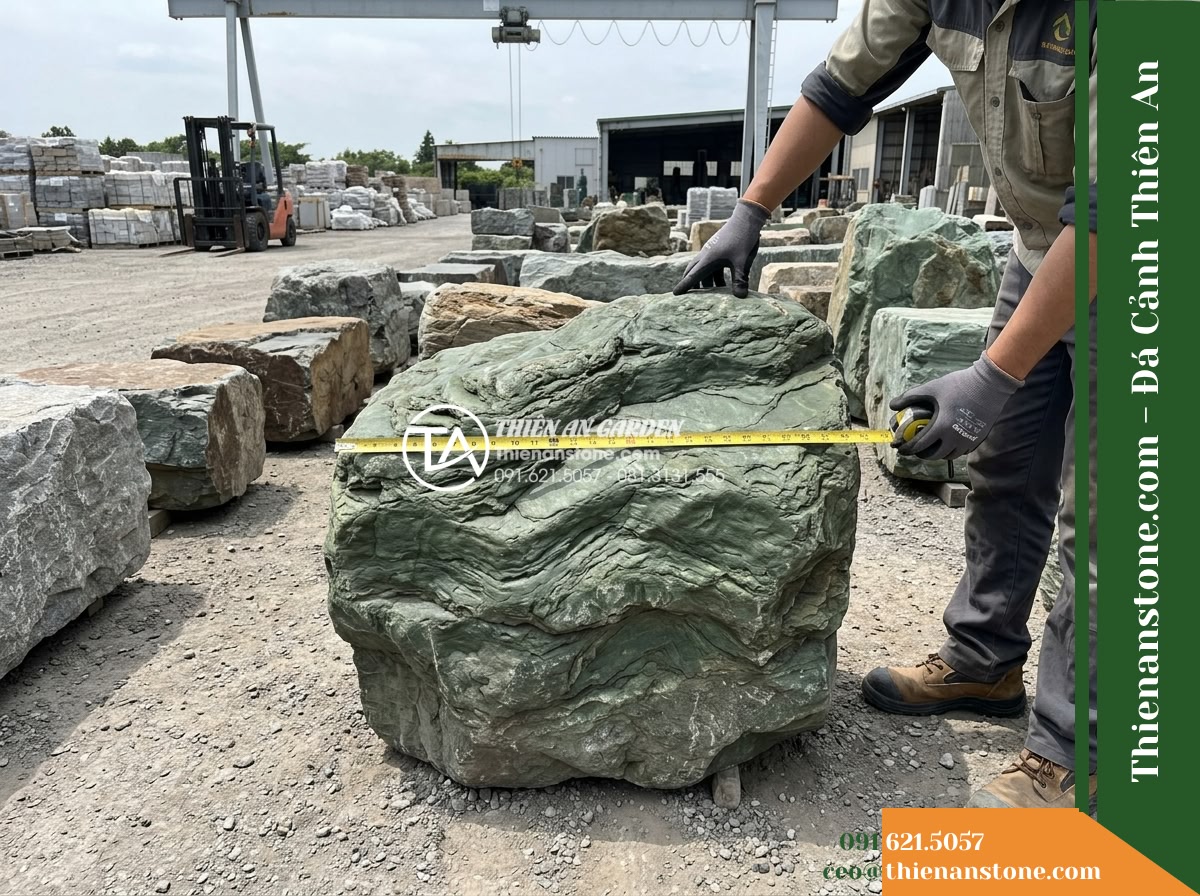 Đá Lam Ngọc Nhật (Khối nhỏ 50–80cm / ~100–300kg) | Chuyên tạo gò đồi thấp, bãi đá ngầm và xếp chân núi non bộ.