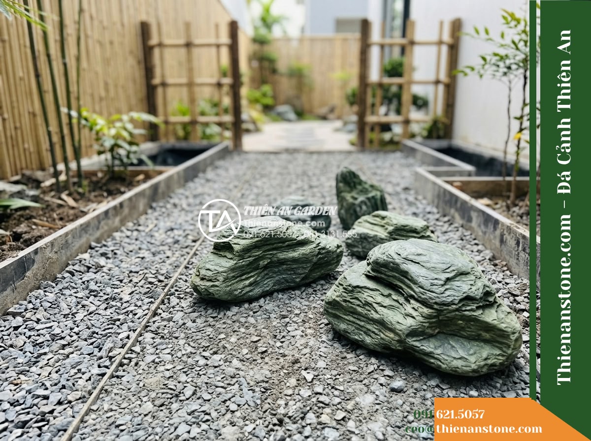Đá Lam Ngọc Nhật (Size nhỏ 10–30cm) | Chuyên bo bờ hồ nhỏ, máng nước phong cách Zen.