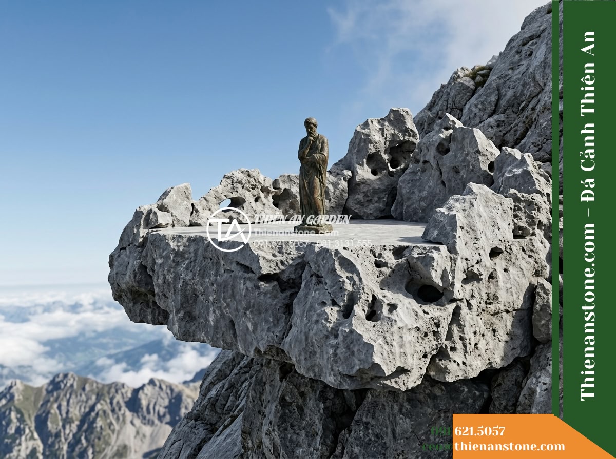 Đá Mão Xám (Khối đại 130–220cm / ~1.5–4 tấn) | Chuyên làm mỏm đá lớn bằng phẳng ở đỉnh hoặc sườn núi để đặt tháp, tượng.