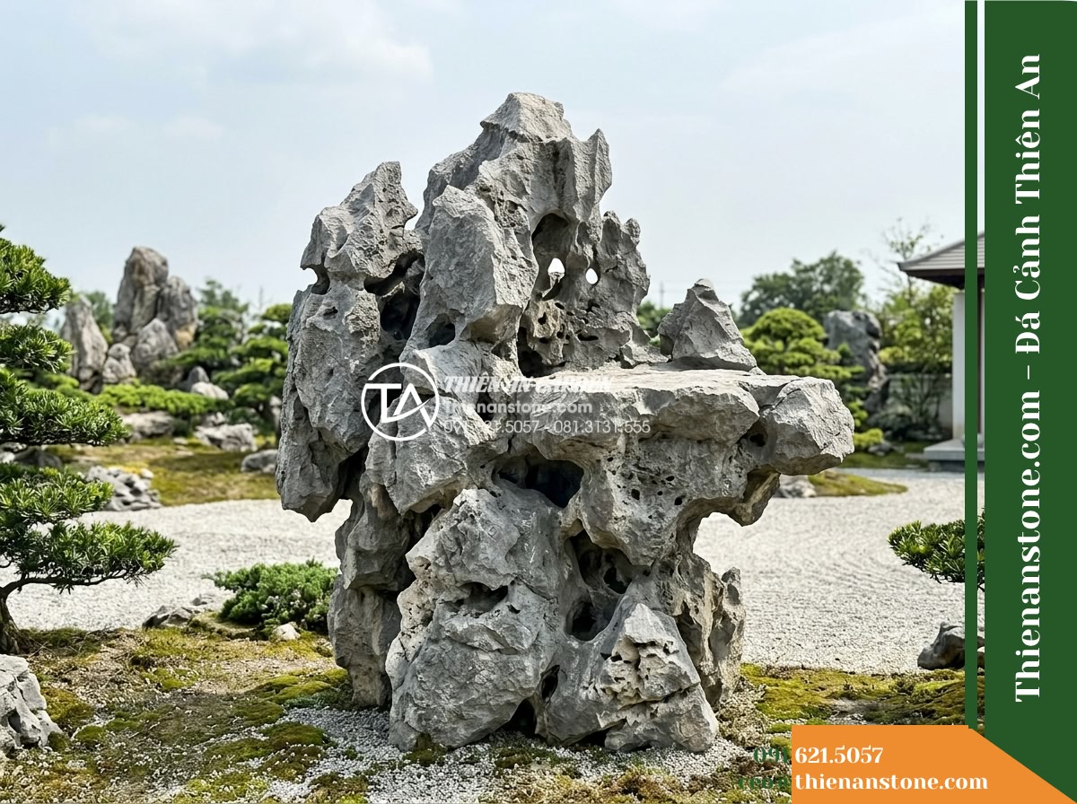 Đá Mão Xám (Khối đại 130–220cm / ~1.5–4 tấn) | Chuyên làm mỏm đá lớn bằng phẳng ở đỉnh hoặc sườn núi để đặt tháp, tượng.