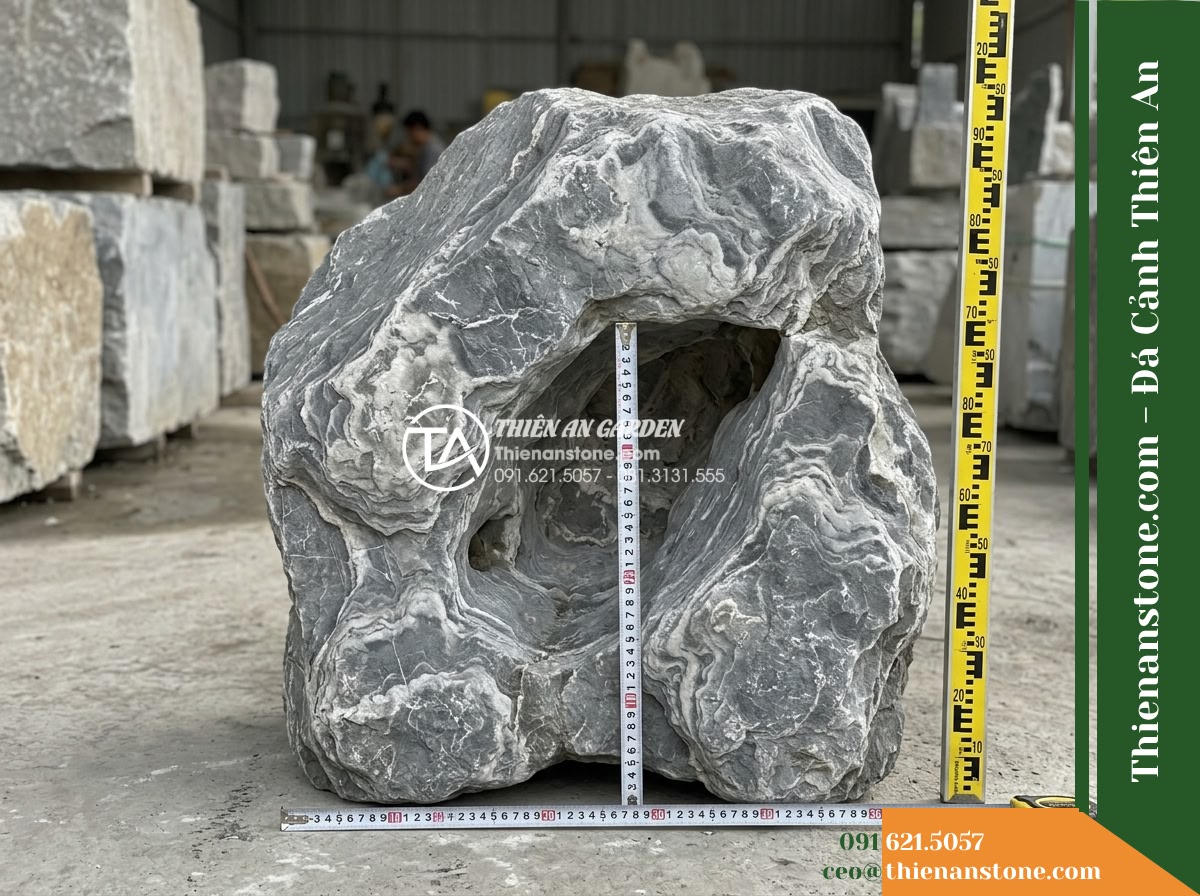 Đá Ngũ Vân Sơn (Khối trung 60–110cm / ~300–800kg) | Chuyên dựng núi khách, ghép thân núi, làm hốc cắm tượng.