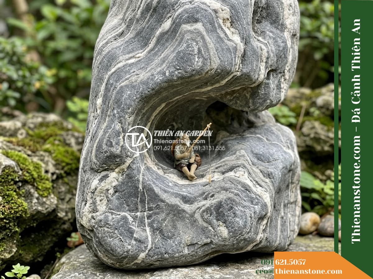Đá Ngũ Vân Sơn (Khối trung 60–110cm / ~300–800kg) | Chuyên dựng núi khách, ghép thân núi, làm hốc cắm tượng.