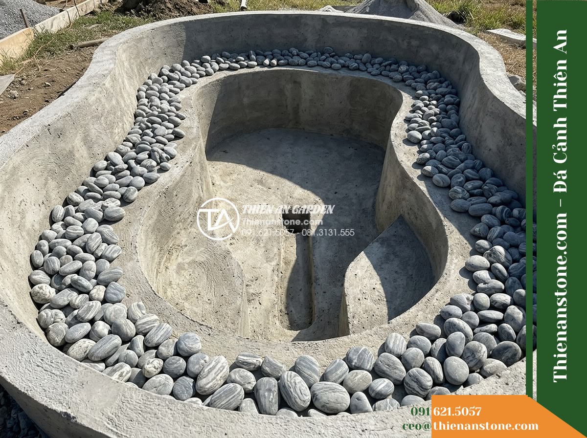Đá Niên Thủy (Sỏi nhỏ 2–5cm) | Chuyên rải đáy hồ cá Koi.