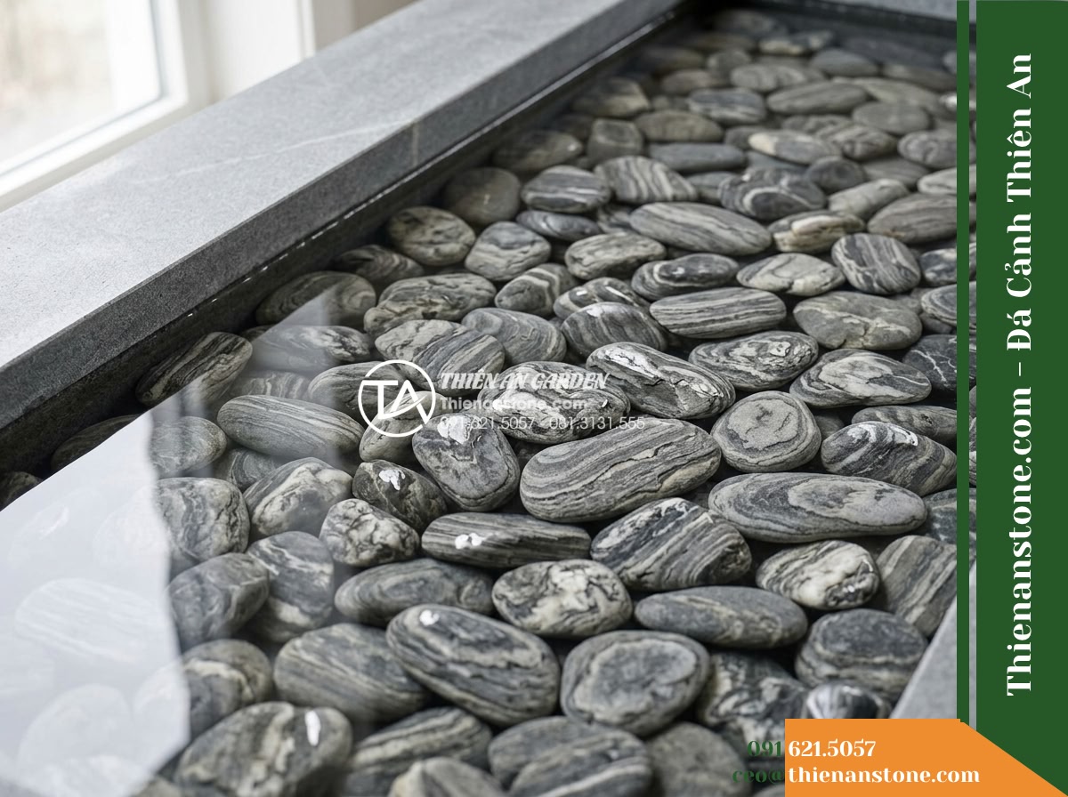 Đá Niên Thủy (Sỏi nhỏ 2–5cm) | Chuyên rải đáy hồ cá Koi.