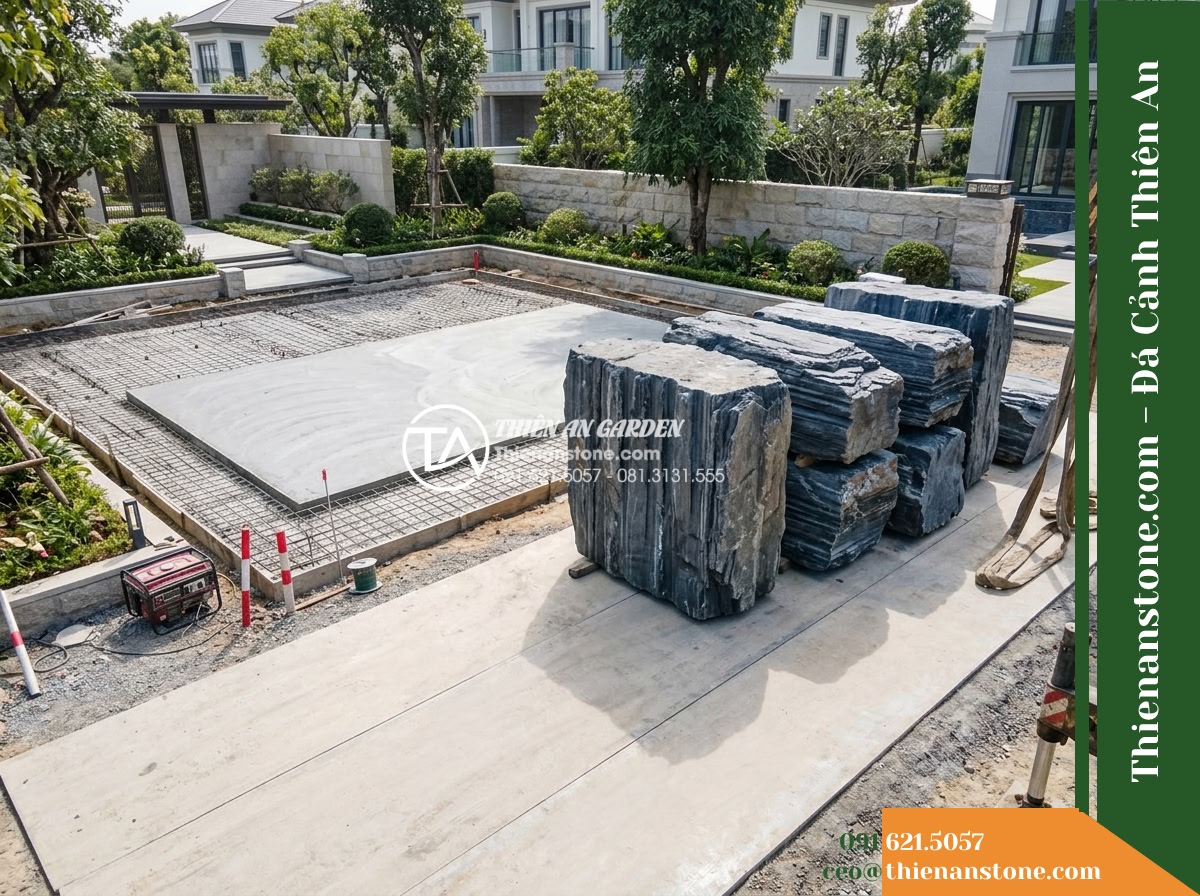 Đá Ông Phú (Khối đại 150–250cm / ~2–6 tấn) | Chuyên dựng chóp núi, khối núi chính đan xen tạo sự kỳ vĩ, hiểm trở.
