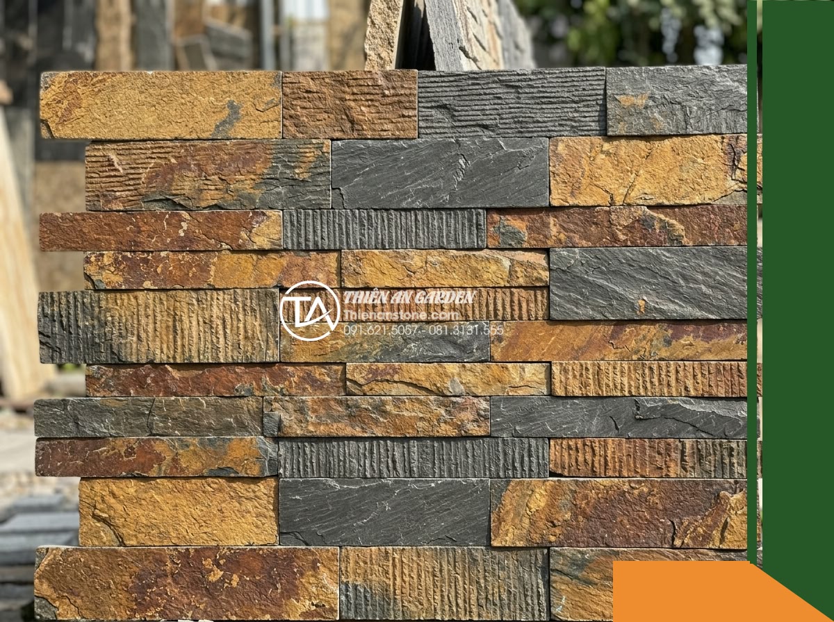 Đá răng lược đa sắc Lai Châu | Slate đa sắc Lai Châu | 10×50 cm