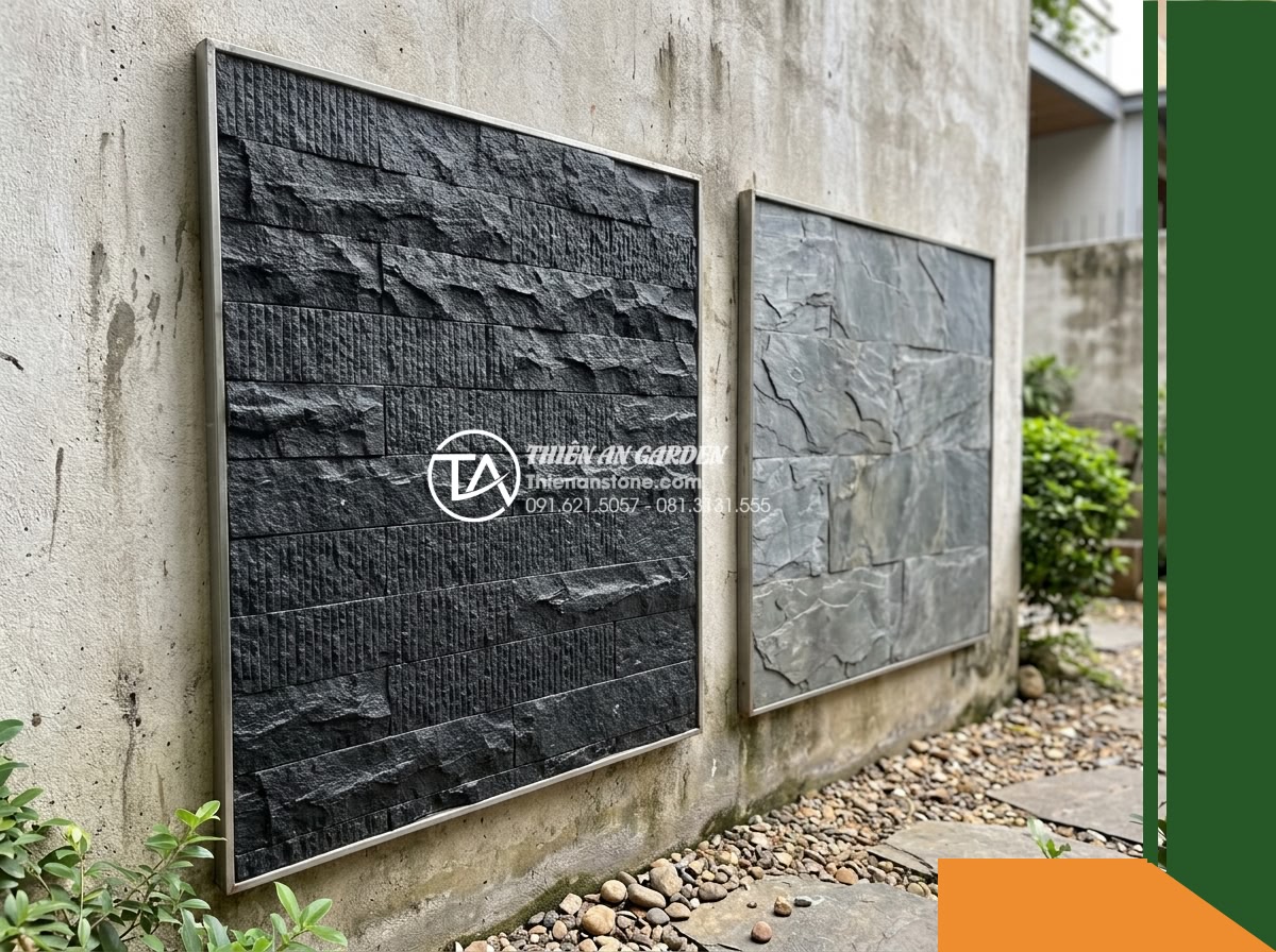 Đá răng lược đen chẻ tay Quảng Ngãi | Bazan đen Quảng Ngãi | 10×40 cm