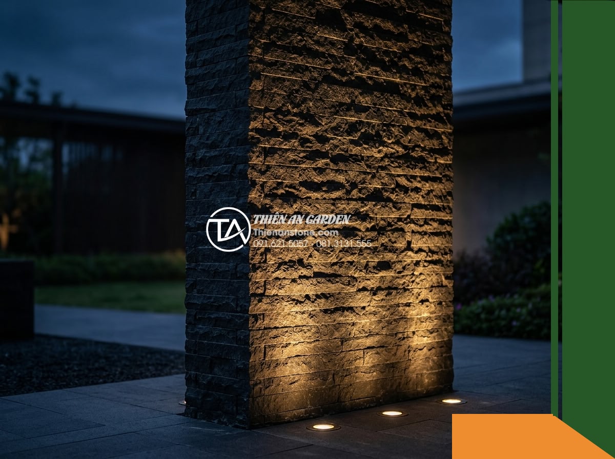 Đá răng lược đen chẻ tay Quảng Ngãi | Bazan đen Quảng Ngãi | 10×40 cm