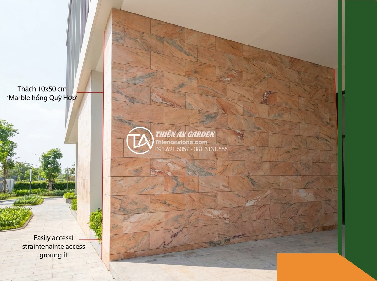 Đá răng lược hồng Quỳ Hợp | Marble hồng Quỳ Hợp | 10×50 cm