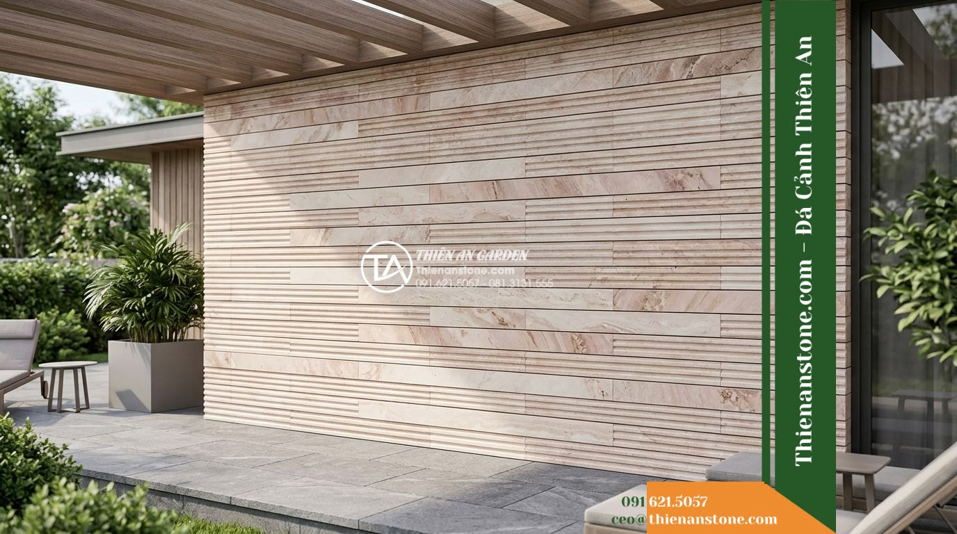 Đá răng lược kem hồng Quỳ Hợp | Marble kem hồng Quỳ Hợp | 10×50 cm