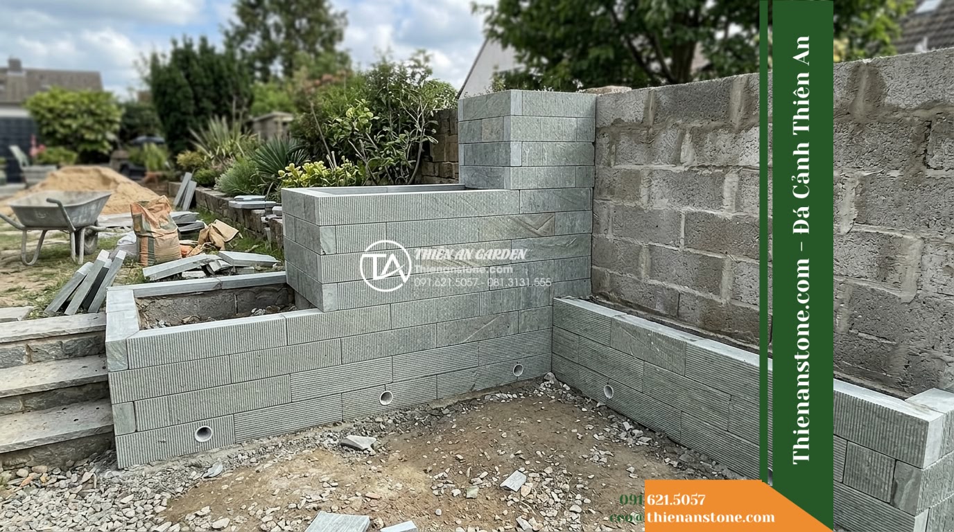 Đá răng lược sa thạch xanh Quảng Nam | Sa thạch xanh lá Quảng Nam | 10×50 cm