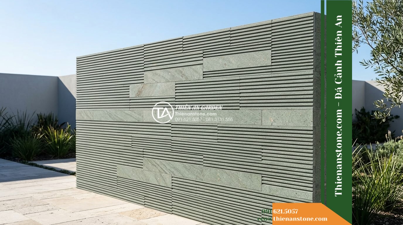 Đá răng lược sa thạch xanh Quảng Nam | Sa thạch xanh lá Quảng Nam | 10×50 cm