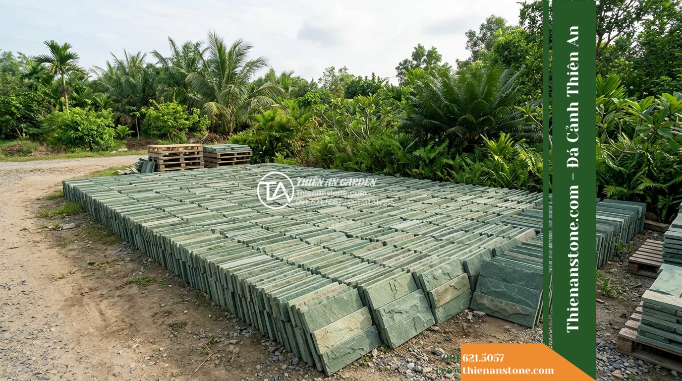 Đá răng lược sa thạch xanh Quảng Nam | Sa thạch xanh lá Quảng Nam | 10×50 cm