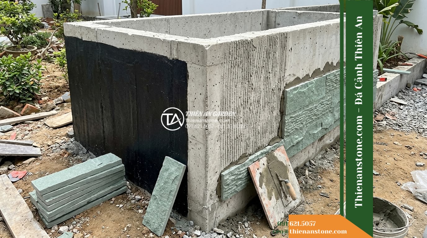 Đá răng lược sa thạch xanh Quảng Nam | Sa thạch xanh lá Quảng Nam | 10×50 cm