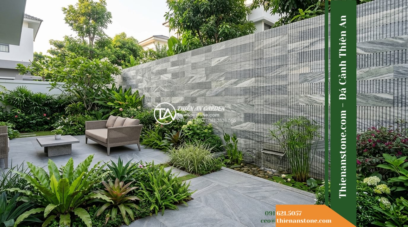 Đá răng lược sọc dưa Hà Tĩnh | Marble sọc dưa Hà Tĩnh | 10x50 cm - Hình 20 Đá răng lược sọc dưa Hà Tĩnh | Marble sọc dưa Hà Tĩnh | 10x50 cm - Final atmospheric shot of the exterior wall with horizontal window at twilight,