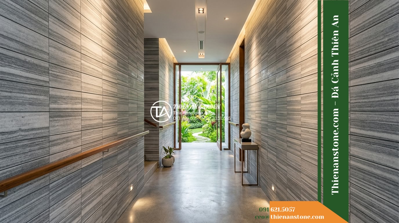 Đá răng lược sọc trắng xám Điện Biên | Slate sọc Điện Biên | 10×50 cm