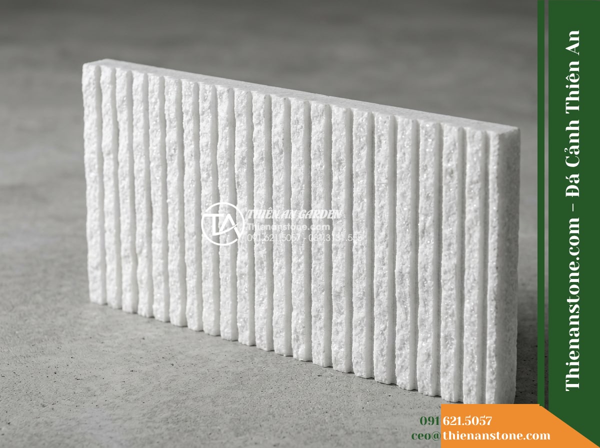 Đá răng lược trắng muối Yên Bái | Marble tinh thể trắng Yên Bái | 10×50 cm