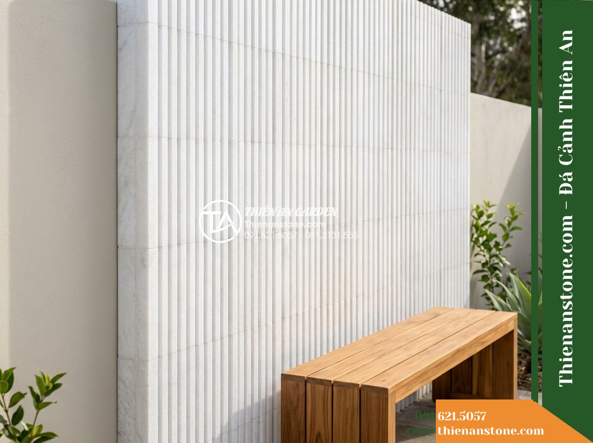 Đá răng lược trắng muối Yên Bái | Marble tinh thể trắng Yên Bái | 10×50 cm