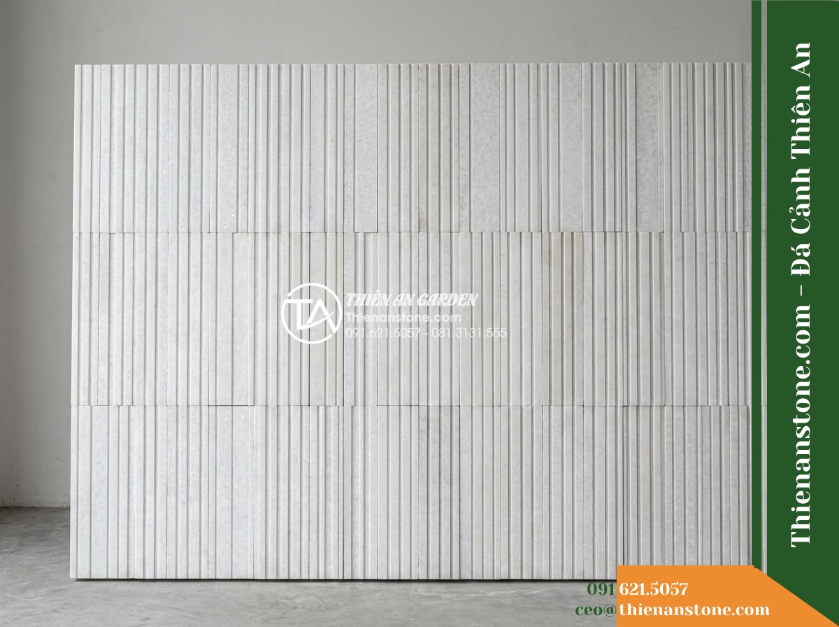 Đá răng lược trắng muối Yên Bái | Marble tinh thể trắng Yên Bái | 10×50 cm