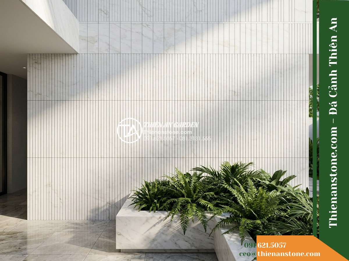 Đá răng lược trắng Nghệ An | Marble trắng Nghệ An | 10×50 cm