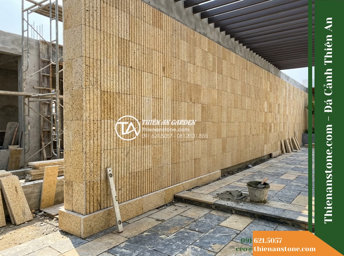 Đá răng lược vàng Bình Định | Granite / Marble vàng Bình Định | 10×50 cm
