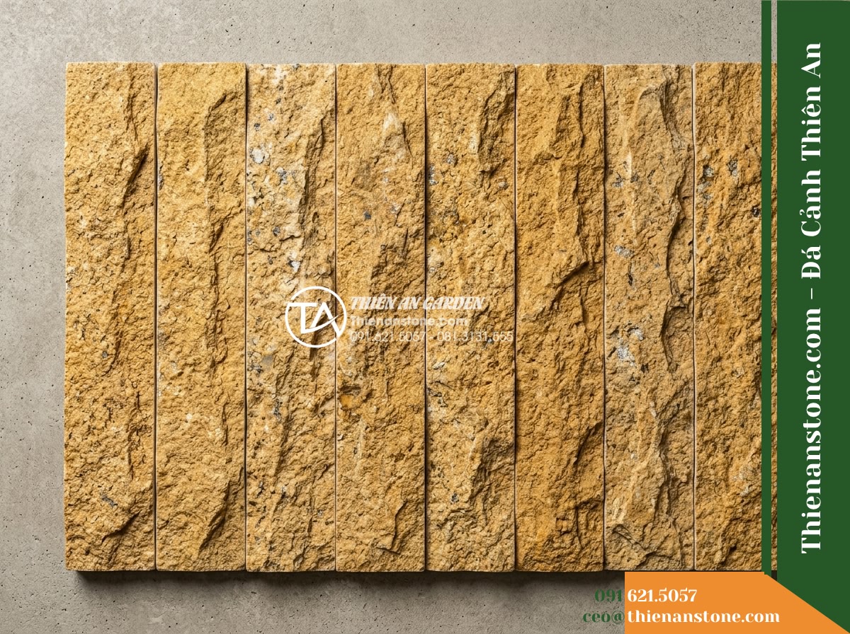 Đá răng lược vàng Bình Định | Granite / Marble vàng Bình Định | 10×50 cm