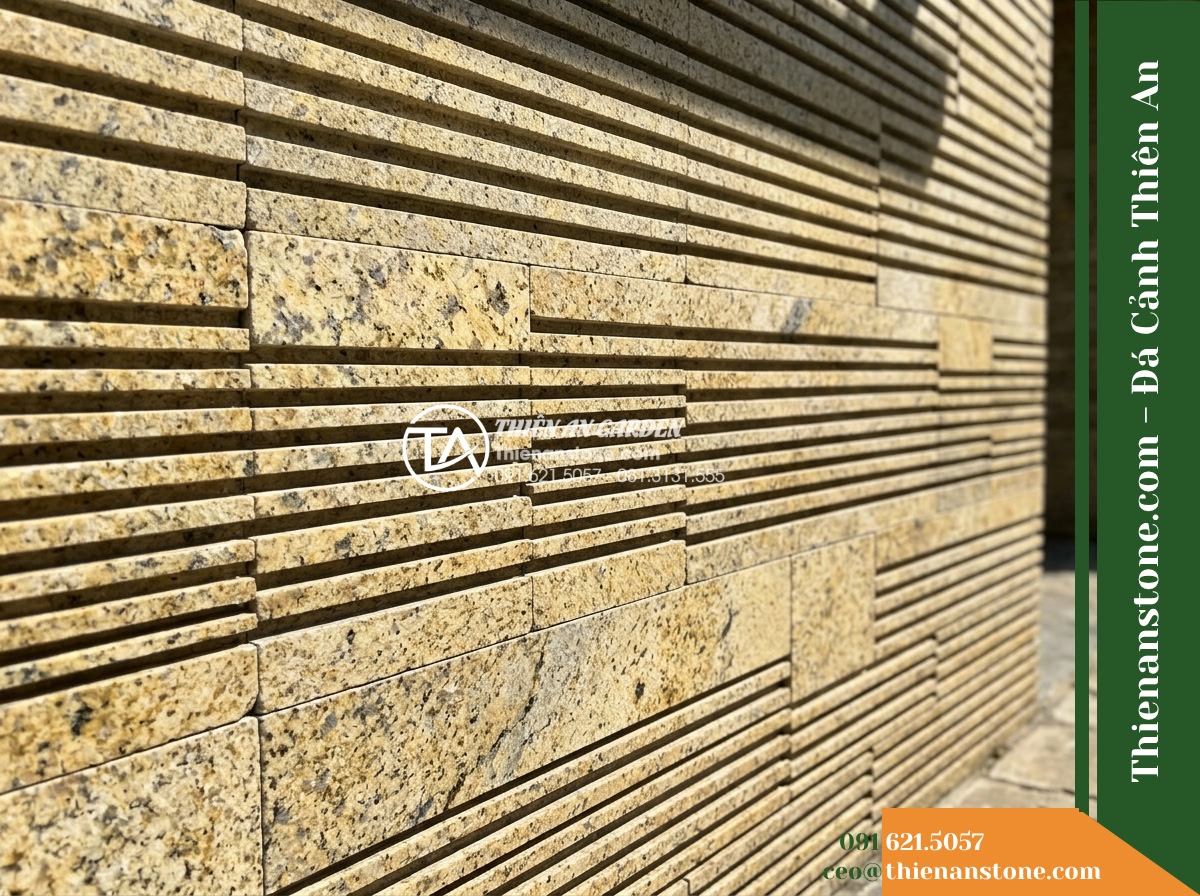 Đá răng lược vàng Bình Định | Granite / Marble vàng Bình Định | 10×50 cm