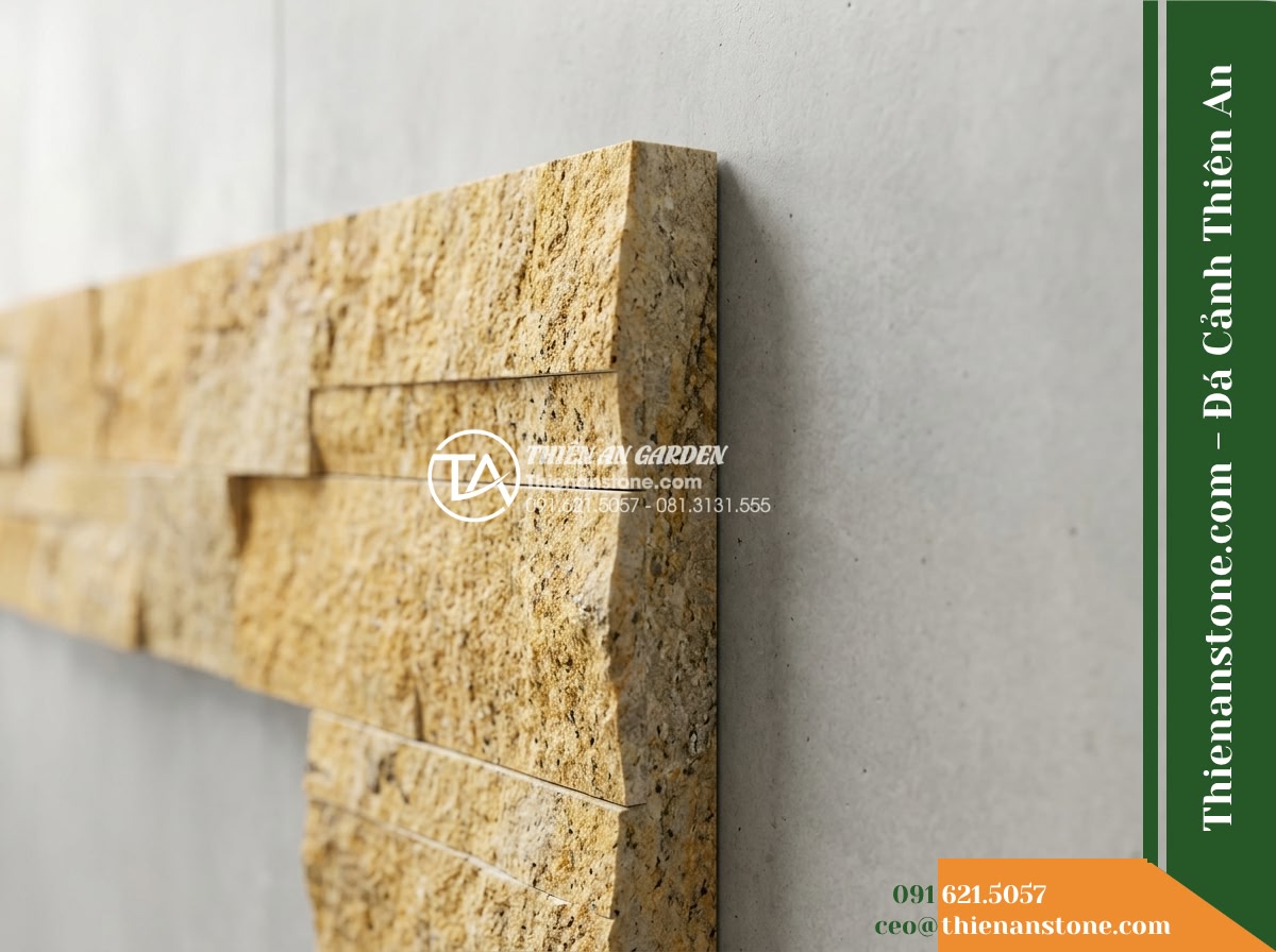 Đá răng lược vàng Bình Định | Granite / Marble vàng Bình Định | 10×50 cm