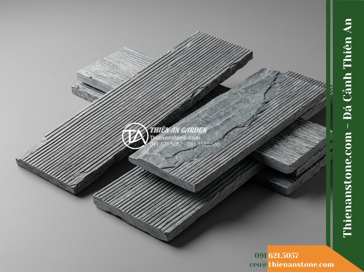 Đá răng lược xám xanh Lai Châu | Slate xám xanh Lai Châu | 10×50 cm