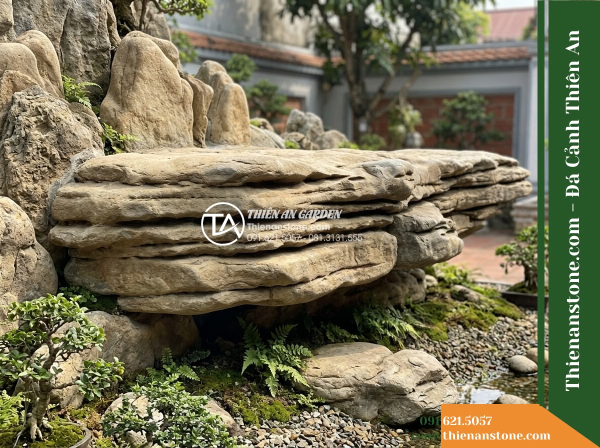 Đá Sơn Tầng (Khối lớn 140–220cm / ~1.8–4.5 tấn) | Chuyên xếp vách núi phân tầng ngang, tạo bình nguyên nhỏ trên lưng chừng núi.