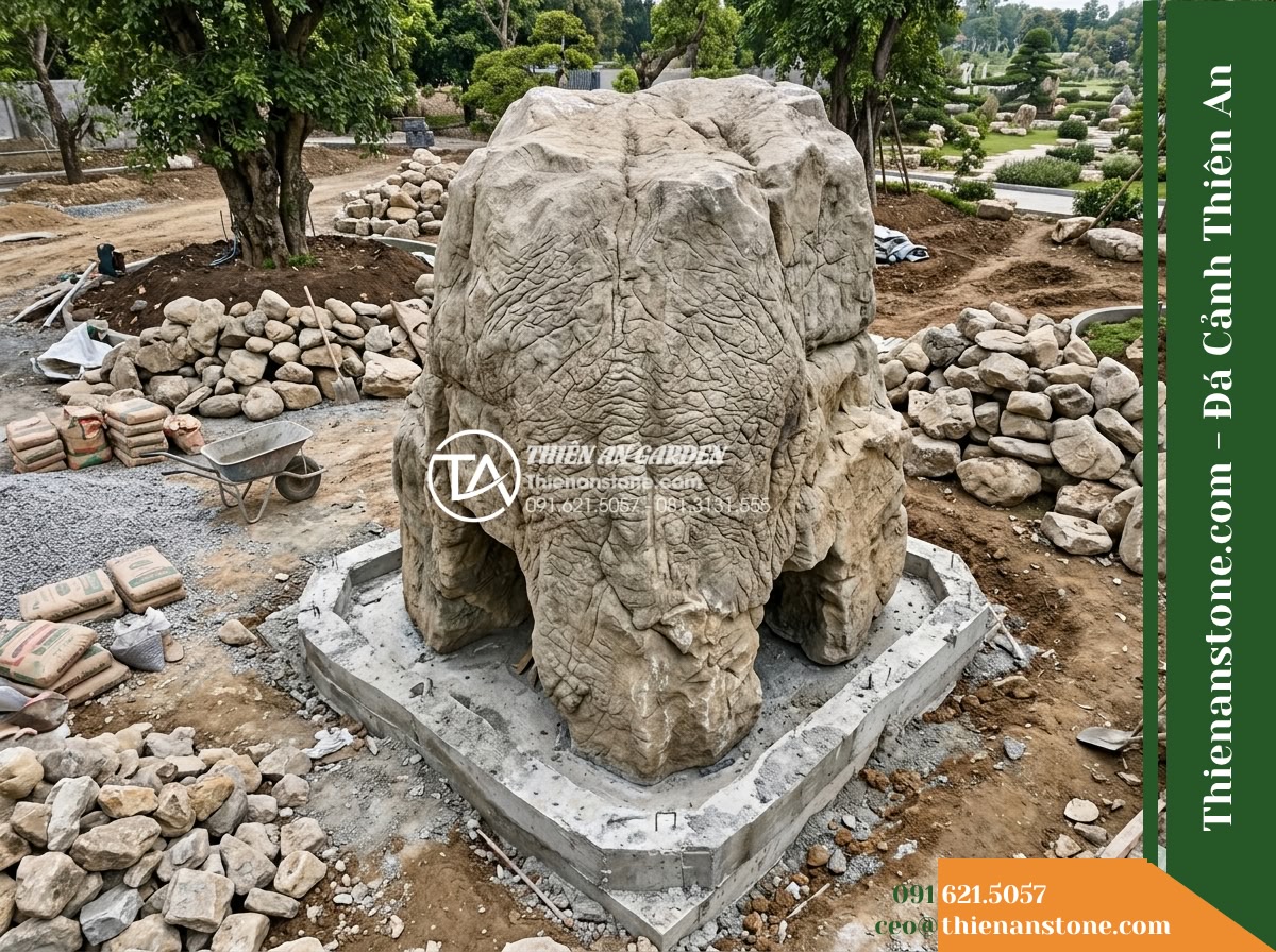 Đá Tượng Sáp (Khối khủng 200–320cm / ~4–10 tấn) | Chuyên làm khối chủ, dựng hang động lớn xuyên thấu dưới chân non bộ.