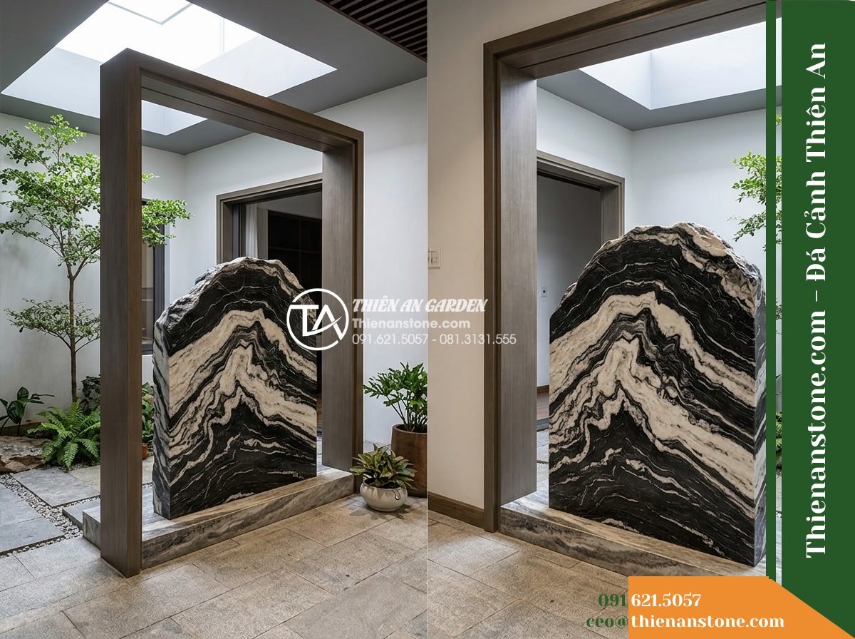 Đá Tuyết Lĩnh (Size lớn 60–100cm) | Chuyên làm tranh đá thủy mặc, vách núi. - Hình 18 Đá Tuyết Lĩnh (Size lớn 60–100cm) | Chuyên làm tranh đá thủy mặc, vách núi. - A technical layout perspective view highlighting the physical alignment between
