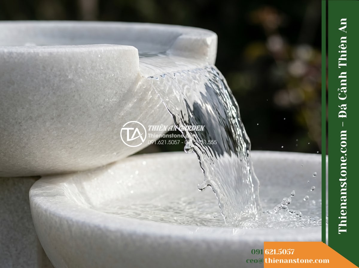 Đài Phun 3 Bát Tròn Xếp Lệch Tim, Bát D70cm Cao 1.2m