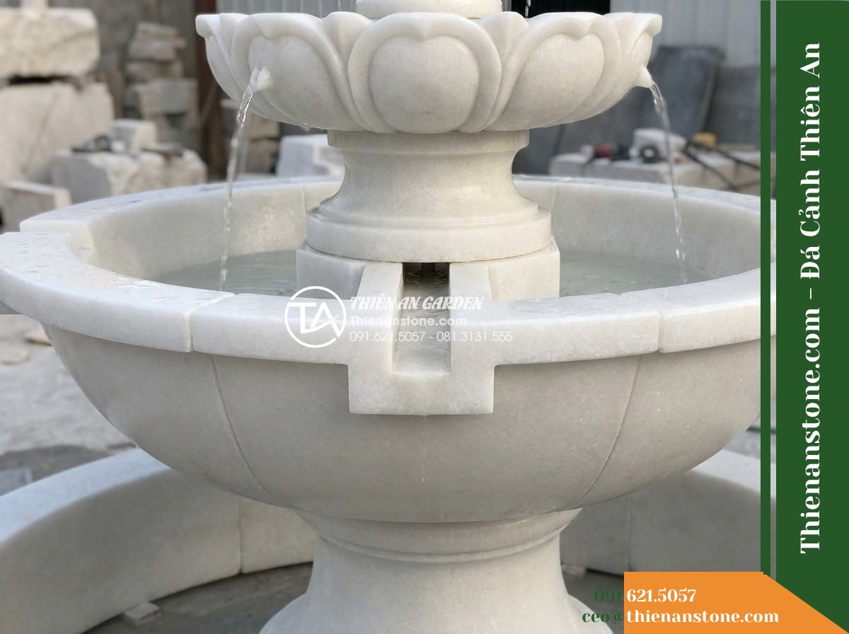 Đài Phun 3 Tầng Bát Sen Khắc Thủ Công, Bát D1.5m Cao 2.1m - Hình 17 Đài Phun 3 Tầng Bát Sen Khắc Thủ Công, Bát D1.5m Cao 2.1m - Detailed technical focus on the dimensional junctions and modular sections of th