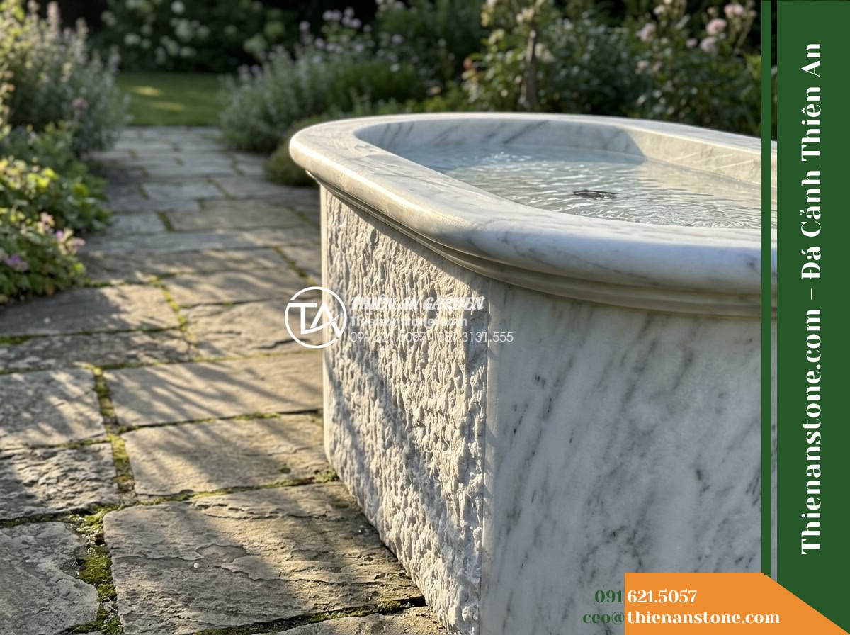 Đài Phun Bát Oval Dài Lối Đi, D100x50cm Cao 60cm