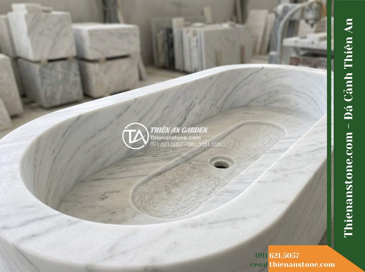 Đài Phun Bát Oval Dài Lối Đi, D100x50cm Cao 60cm