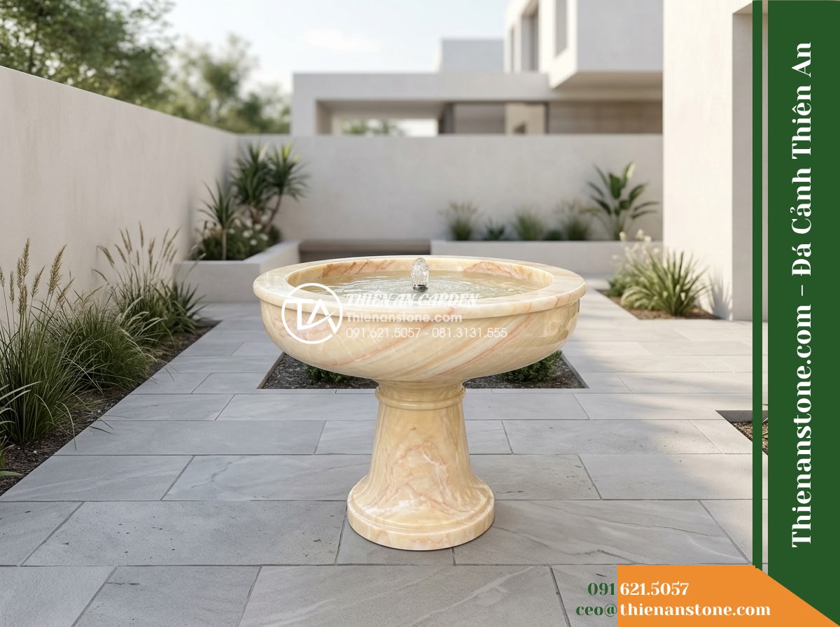 Đài Phun Bát Tròn Giữ Nguyên Vệt Cắt, Bát D90cm Cao 80cm
