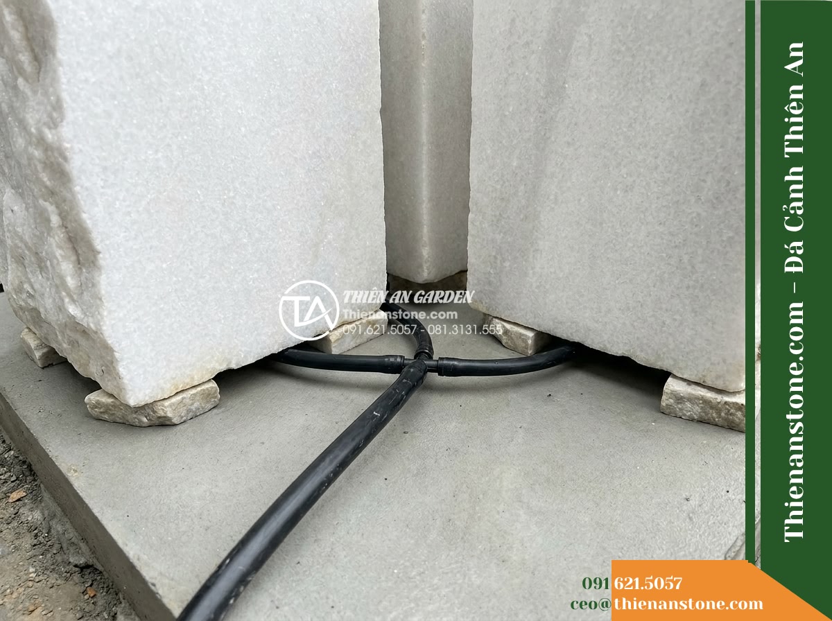 Đài Phun Cụm 4 Khối Cắt Vát Tự Nhiên, D1m Cao 80cm