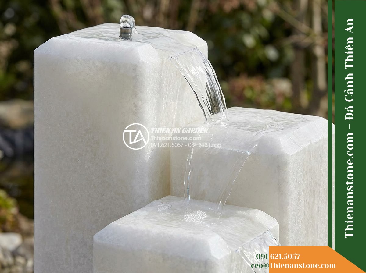 Đài Phun Cụm 4 Khối Cắt Vát Tự Nhiên, D1m Cao 80cm