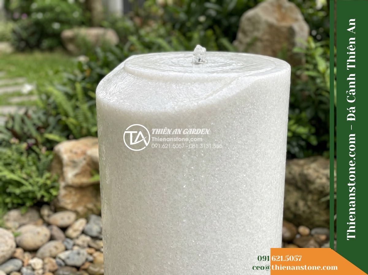 Đài Phun Khối Cắt Nhám Chống Rêu Bám, D50cm Cao 90cm