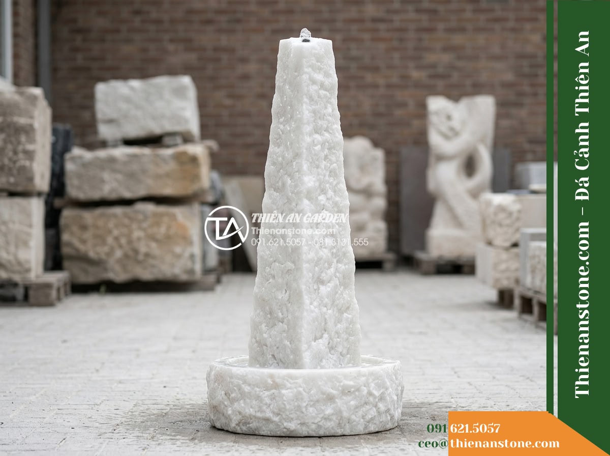 Đài Phun Khối Dạng Tháp Tự Nhiên, D60cm Cao 1.3m