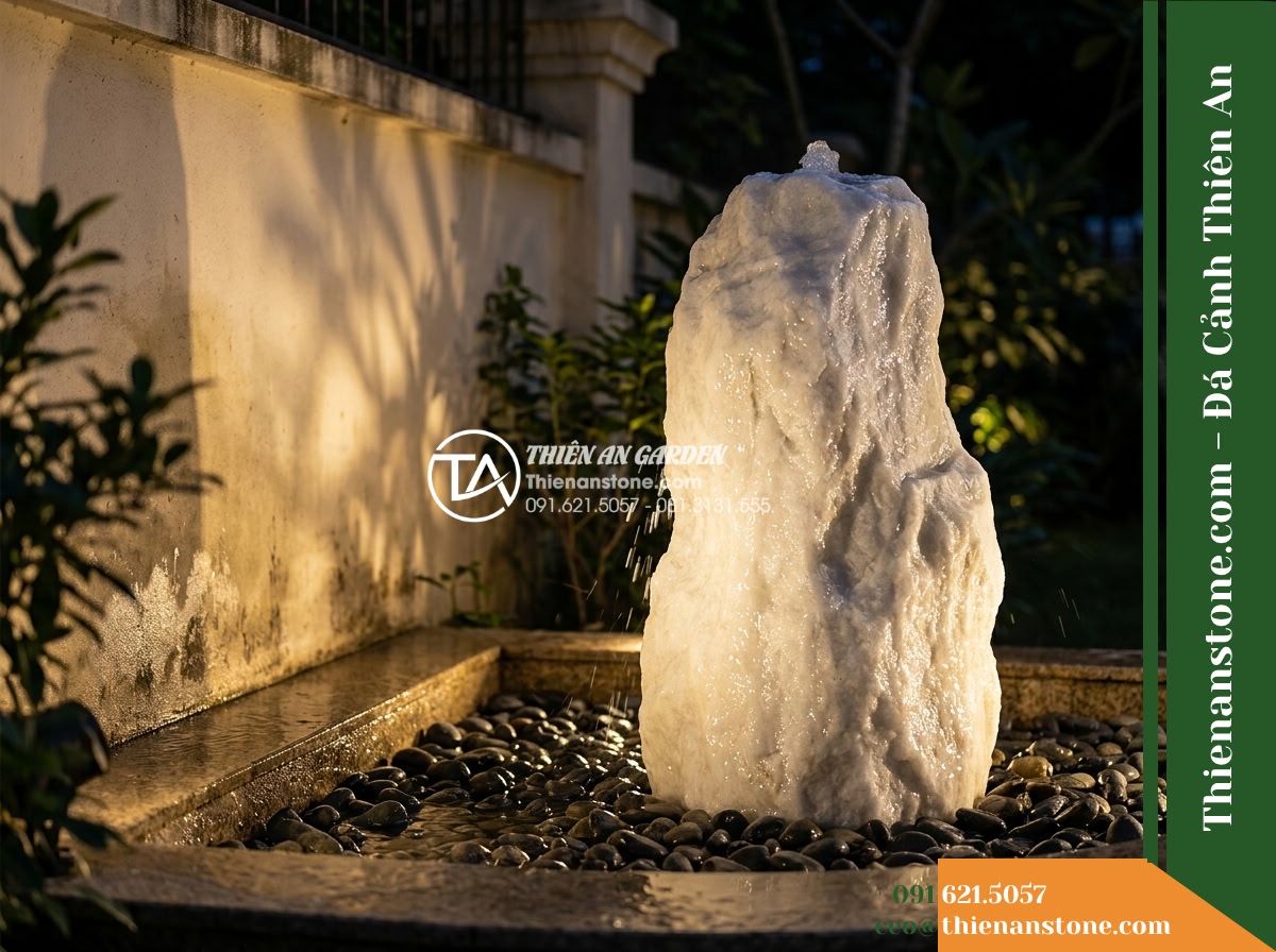Đài Phun Khối Dạng Tháp Tự Nhiên, D60cm Cao 1.3m