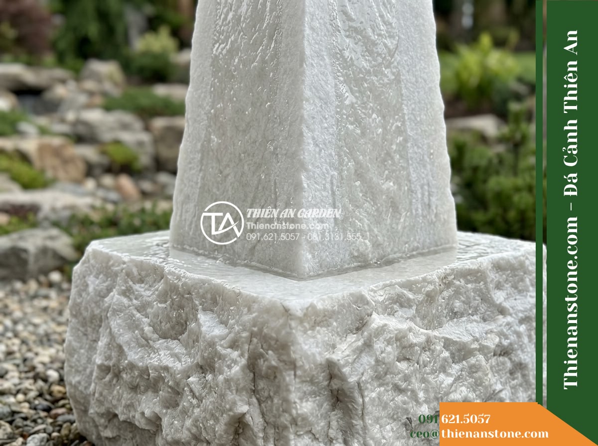 Đài Phun Khối Dạng Tháp Tự Nhiên, D60cm Cao 1.3m