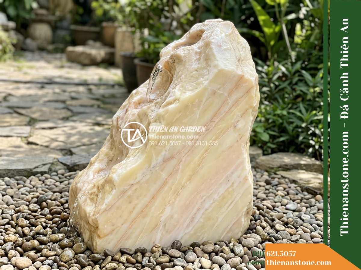 Đài Phun Khối Đơn Dáng Núi Thô Mộc, D65cm Cao 1.1m