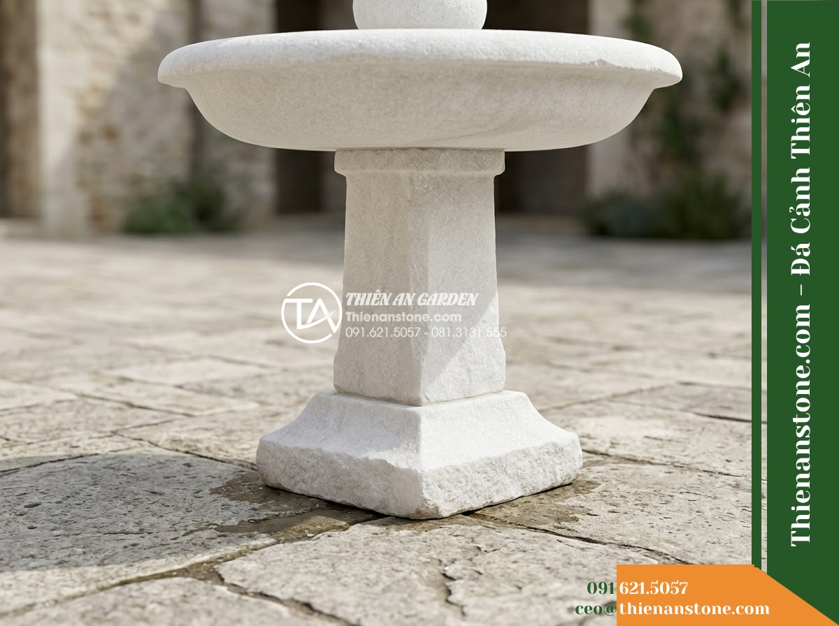 Đài Phun Khối Suối Đa Tầng Mộc Mạc, D80cm Cao 1.2m