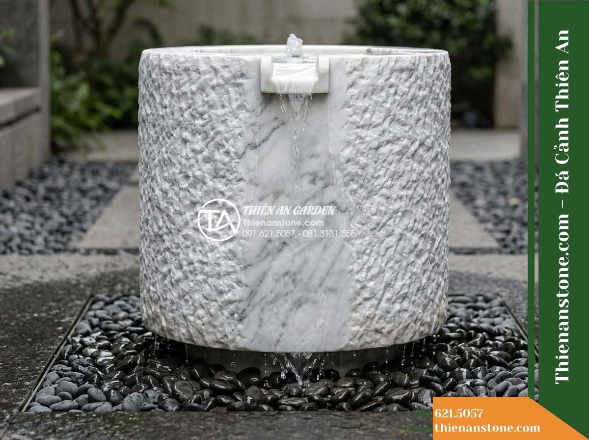 Đài Phun Khối Tròn Khò Mặt Chống Trượt, D70cm Cao 85cm