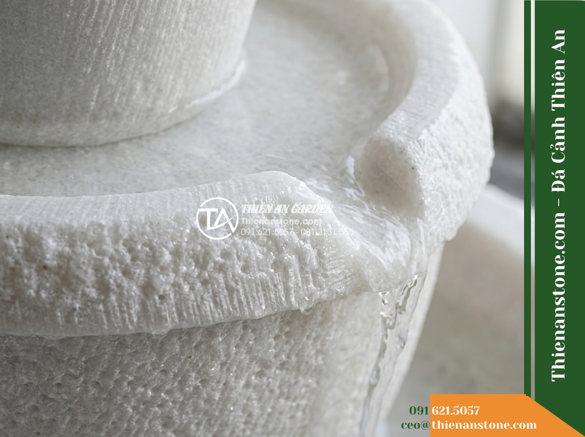 Đài Phun Lu Tháp 3 Lu Chồng Tầng, D50cm Cao 1.2m