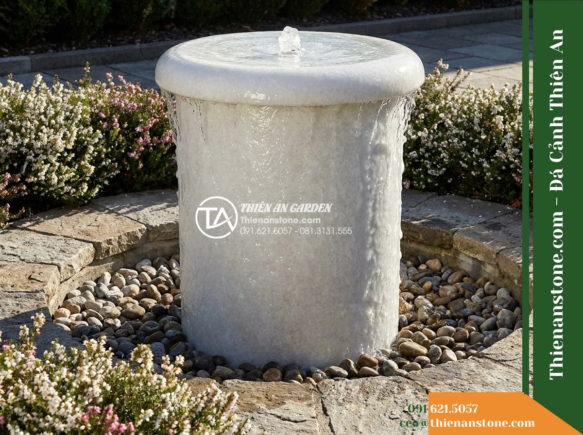 Đài Phun Lu Tròn Miệng Rộng Chảy Tràn, D50cm Cao 80cm
